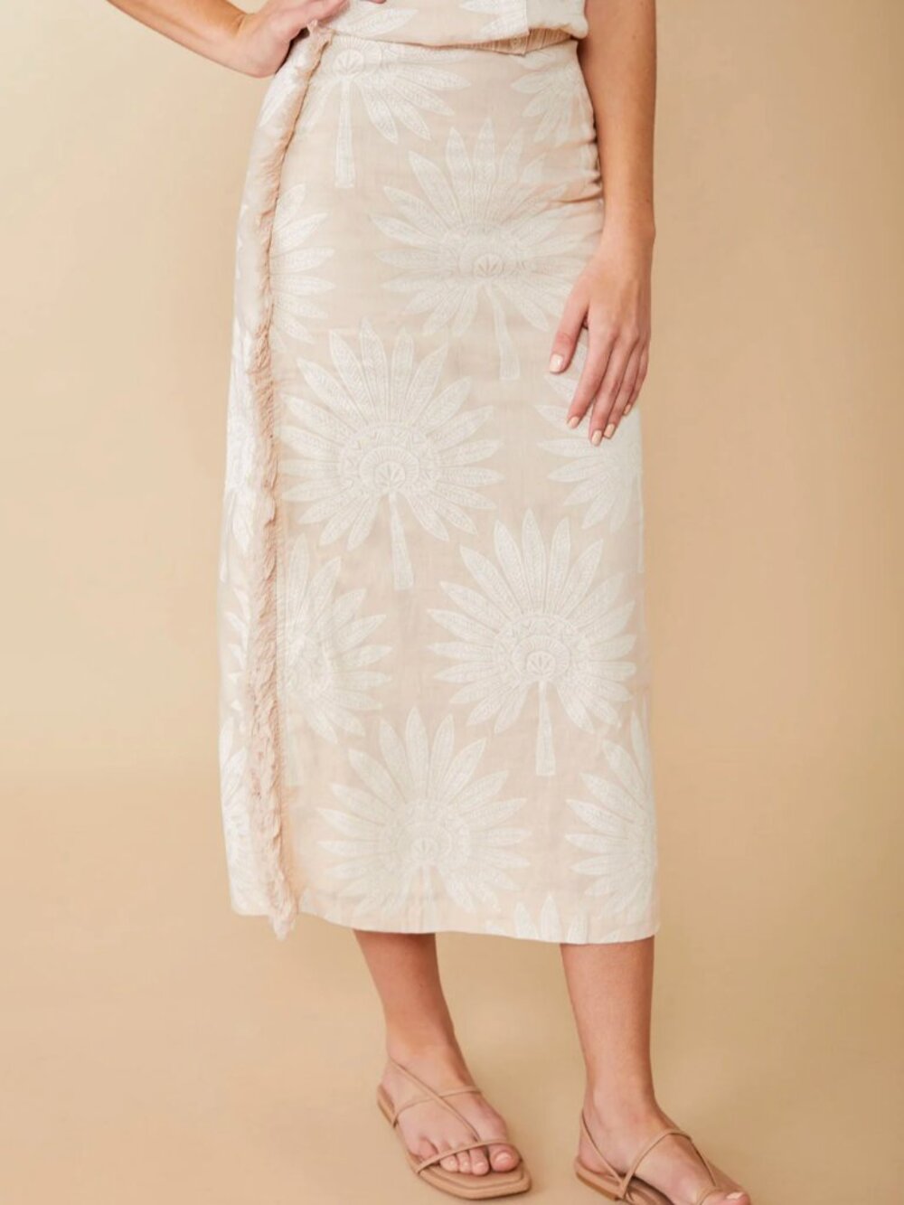 Spartina 449 Kade Linen Skirt Callawassie Palmetto Tan